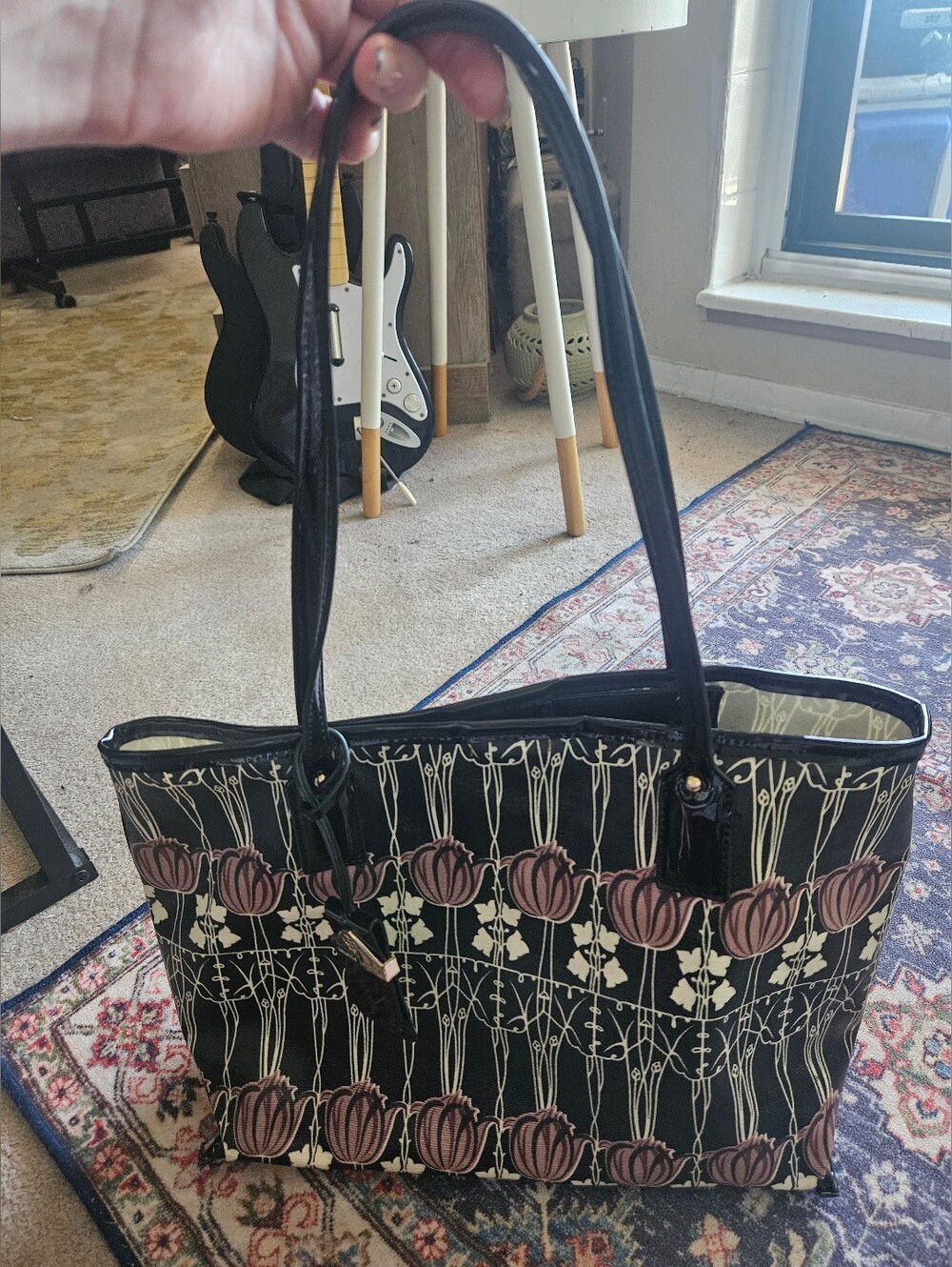 Rare Nanette Lepore Art Deco floral tote bag